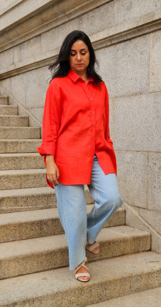 CAMISA OVERSIZED LINHO VERMELHA