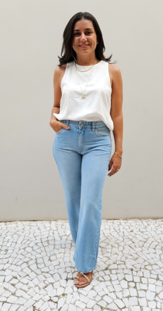 CALÇA JEANS RETA CLARA